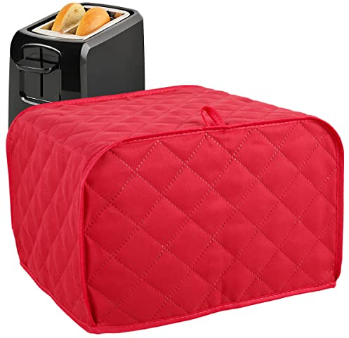 2 Slice Toaster Cover Soft Lightweight Polyester Small Appliance Cover Machine Washable Bread Maker Protective Cover Dust-Proof Toaster Machine Cover for Kitchen, 11.5 x 8 x 8 inches(Red)