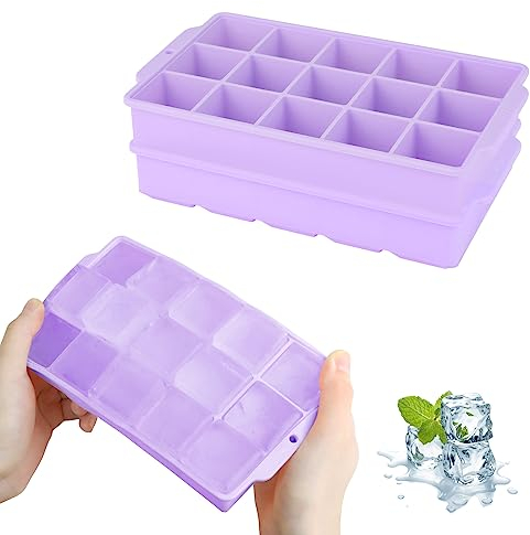 JOPHEK Eiswürfelform, 2 Stück 30 Fach Silikon Eiswürfelschale, Große Quadratische Eiswürfel 3.5cm für Cocktails Whisky Wein Obst Fruchtpürees Eiscreme Eistee