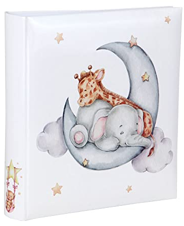 IDEAL TREND Cat & Bears Fotoalbum 30x30 cm 100 weiße Seiten Baby Kinder Foto Album Fotobuch: Farbe: Elefant & Giraffe