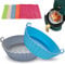 MIR & MAD® 2PCS Air Fryer Silicone Liner & 5Pcs Microfibre Cloth | 8 Inch Round Food Safe Non Stick Reusable Silicone Air Fryer Liner | Air Fryer Accessory (Blue & Grey + 5 Pcs Microfibre Cloths)