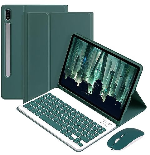 Funda de teclado para Samsung Galaxy Tab S9 de 11 pulgadas modelo 2023 (SM-X710/X716B/X718U) Funda protectora para tablet Teclado Bluetooth con mouse, teclado inalámbrico desmontable con soporte para