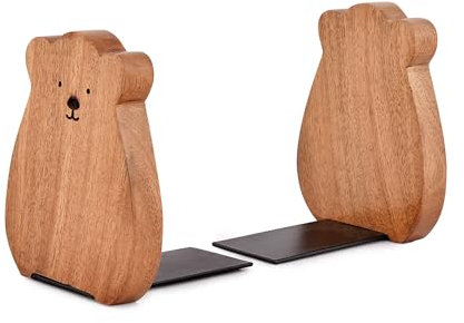 Indus Lifespace Decorative Bookends (Set of 2) - Brown Metal - 4 x 4 x 5 (10.16cm x 10.16cm x 12.7cm) - Heavy Duty - Non-Slip - Ideal for Books, Vinyl Records, DVDs, or Video Games