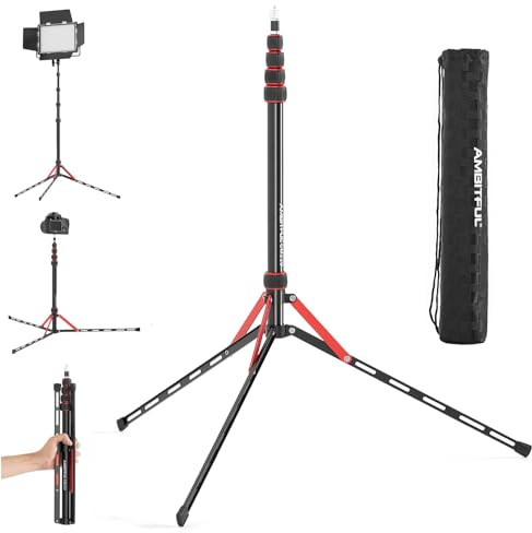 AMBITFUL Light Stand 220 cm - Aluminium Lamp Tripod Portable Tripod Lighting Tripod Load 2.5 kg Photo Light Stand for Outdoor Photography Ring Light Flash Light ,Weight 600g with Carry Bag (GM220)