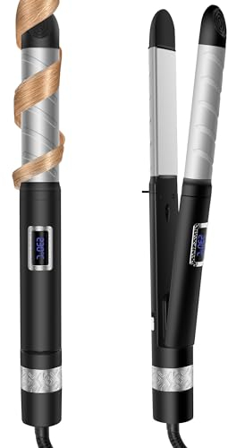 UKLISS Lockenstab & Glätteisen 2 in 1, Haarglätter Große Locken 33MM, Haare Locken und Glätten Multistyler, Einstellbare Temperatur 80°C-230°C, Glätteisen mit LCD Dispaly für Lange Kurze Haare Styling