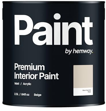 Hemway - Premium Interior Paint - Beige 2.5 L | Indoor Matt Finish, Acrylic & Water-Based Emulsion | Quick Dry & High Coverage for the Kitchen, Bathroom & Bedroom
