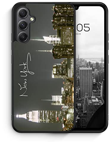 New York City Schriftzug Skyline - Silikon Hülle für Samsung Galaxy S24 - Schöne Hübsche Städte Amerikanische Fotografie Schutzhülle Handyhülle Case Cover
