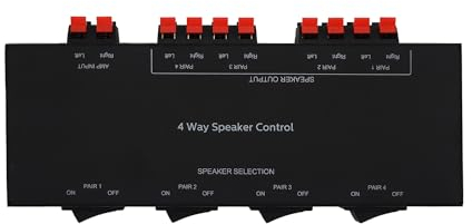 ADWITS Selector de altavoces pasivos de 4 canales, concentrador de caja de distribución de sonido de 4 zonas, soporta hasta 200 W/potencia total, caja cuadrada de metal completa