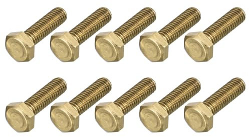 METALLIXITY Hex Head Screw Bolt (M6-1x20mm) 30Pcs, Brass Fully Threaded Solid Brass Hex Bolts Machine Screws - for Machinery Repair