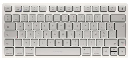 CHERRY KW 7100 MINI BT FOR MAC, Clavier Compact pour Mac avec 3 canaux Bluetooth, Disposition FR (AZERTY), Clavier Sans Fil Multi-Appareils, Blanc Moonlight