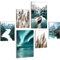 Novart Wandbilder Set Natur Berge See Aurora Grün - KEIN EXTRA RAHMEN BENÖTIGT - Modern Deko - Wohnzimmer Schlafzimmer N006267a