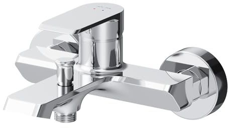 Badewannenarmatur mit Auslauf, Mischbatterie Badewanne, Brausebatterie Wanne, Einhand-Wannenbatterie für Badewanne und Dusche, Badezimmer Armatur, Chrom, AM.PM Hit FNA10000 Flash
