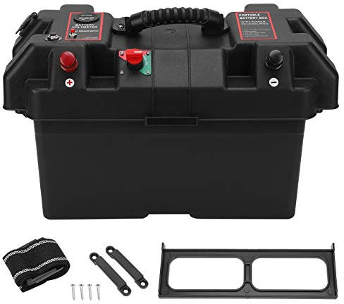 NDNCZDHC Battery Box 12V/24V 100Ah Battery Case with Dual USB Charger Sockets 12V Sockets for Outdoor Charging