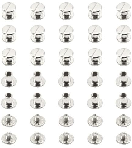 Ruidee 100Pcs/50Set Chicago Screws M5X6mm Book Binding Rivets Screw Posts Round Flat Head Stud Screw for DIY Leather Albums (DZBD/M5x6)