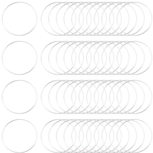 SOFPLATE 50 Stück 50mm Runde Perlenringe Zum Herstellen von Ohrringen Mit Perlen Silberne Ohrstecker Aus Messing Hohler Rahmen Kreisringe Zum Herstellen von DIY Schmuck Ohrringe Großpackung Schlüssela