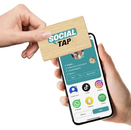 Virtuelle NFC-Visitenkarte aus Bambus | NFC- und QR-Visitenkarte | Holz-Visitenkarte | NFC-Visitenkarte | Keine monatlichen Gebühren