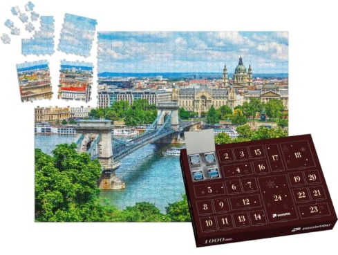 puzzleYOU: Puzzle-Adventskalender | „Kettenbrücke über der Donau in der Stadt Budapest, Ungarn“ – aus der Puzzle-Kollektion Ungarn