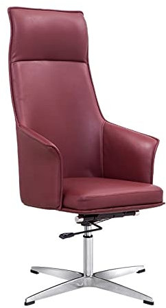 MYVVKIA Moderner ergonomischer Chefsessel aus rotem Leder – 125° Verstellbarer Bürostuhl mit festem Fuß, Business-Lift-Drehsitz