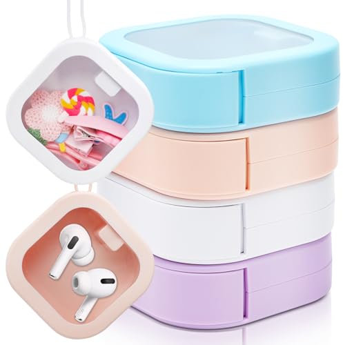RANJIMA Haargummi Organizer Box,4 Stück Kleine Aufbewahrungsboxen,Tragbarer Hair Tie Organizer, Mini Reise Schmuck Box,Aufbewahrungsbox für Tupfer,Zahnseide,Haarnadeln,Schmuck,Bastelartikel,Kleinteile