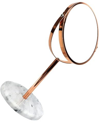 BELLIFFY Miroir De De Bureau Miroir De Rasage pour Hommes Dessus De Table Miroir De Miroir Grossissant Miroir Éclairé Miroir pour Le Maquillage Pivot Rose Gold Métal