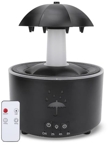 Rotierender Regenschirm Luftbefeuchter, Regentropfen Luftbefeuchter für Schlafzimmer, Diffusor für ätherische Öle mit LED Lichtern in 7 Farben, Aromatherapie Diffusor für (EU)