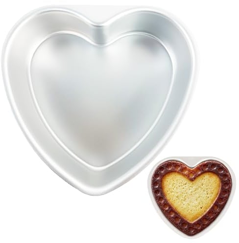 Yumatouch Herzförmige Kuchenform aus Aluminium, 20,3 x 6,3 cm, Herzform, antihaftbeschichtet, für Valentinstag, Hochzeit, Jahrestag, Party