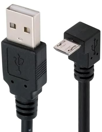 JSER Cable de Carga de Datos de 90 Grados en ángulo hacia Abajo, Micro USB 2.0 Tipo 5 Pines a USB 2.0 Tipo A, 480 Mbps, para teléfono, Tableta, computadora, cámara (10 cm)