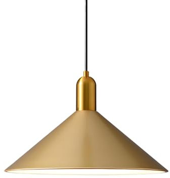 ZTTECH Lámpara Colgante Minimalista Moderna de 35 cm Altura Ajustable Casquillo E27 Lámpara de Techo Metálica para Isla de Cocina Comedor Dormitorio Bar Cafetería (Oro)