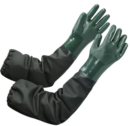 XcnPer Long Rubber Gloves, Pond Gloves, Long Arm Waterproof Gloves, Chemical Resistant, 70cm/27.5in, for Pond Cleaning, Fishing, and Aquaculture Maintenance