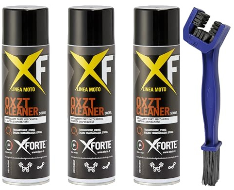 XFORTE OXZT Cleaner kit pulizia moto: Pulizia Profonda e Veloce per Catena Moto e Componenti O-Ring Sgrassante Catena Moto Alta Pressione + spazzola pulizia catena