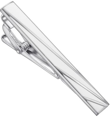 RunootPR Krawattennadel Silber Klassische Krawattenklammer für Herren Krawattennadel fürs Büro Hochzeit Bräutigam Herrenschmuck mit Geschenkbox