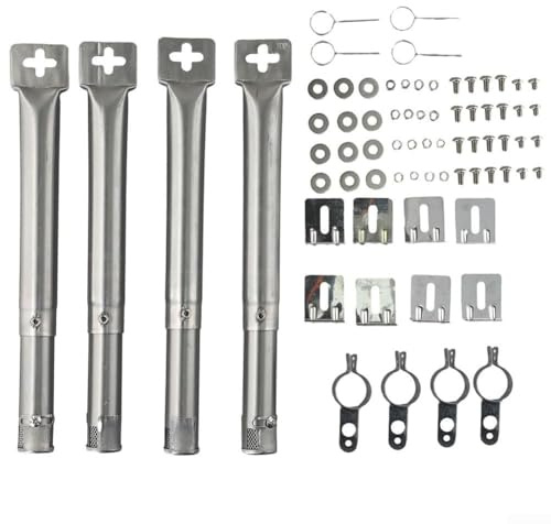 4 Edelstahl BBQ Zubehör BBQ Grill Tube Brenner Set Einstellbare Länge 30-45cm Universal BBQ Gasgrill Ersatz für Gasgrills