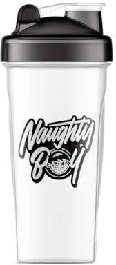 Naughty Boy Lifestyle Protein Shaker Bottle, Includes Wire Mixball Blender – 600ml – Perfect for Mixing Powdered Shakes, Clear, BPA Free, Dishwasher Safe