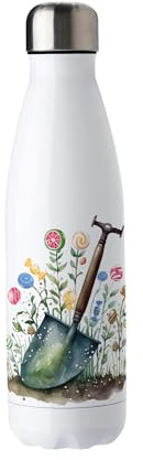 Purely Home Candy Garden Stainless Steel Water Bottle - Sweets Presents for Gardeners - Floral Double Walled 500ml Metal Hot/Cold Drinks Bottle Outdoor Gifts