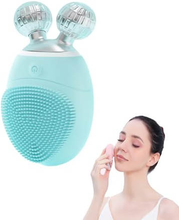 FREECOZYER 2-in-1 Elektrischer Gesichtsmassage-Roller, Gesichtsreinigungsbürste (Blau)