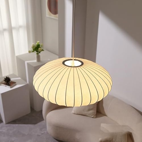 AIAO Pendelleuchte Wabi Sabi Stil Seidenimitation Hängelampe Wohnzimmerlampe Retro Laterne Esszimmer Lampen For Küchenlampe Schlafzimmer E27 Nordic Hängelampe Esstisch Hängeleuchte(40CM)