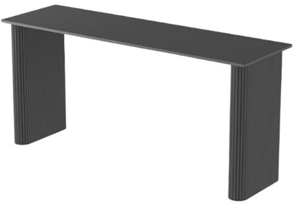 XXAD553TY Mange Debout Table de Bar en Dalle de Roche avec Pieds en métal, Table Longue et étroite for Balcon Commercial Table à Manger(Noir)