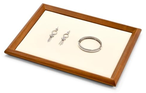 Papten Jewellery Tray Large Wooden Jewellery Display Tray Storage Necklace Bracelet Watch(Beige)