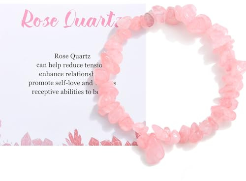 CERSLIMO Natural Raw Crystal Bracelet for Women Men Teen Girls - Healing Bracelets, Stretch Link Anxiety Bracelets with Natural Bead for Birthday Christmas