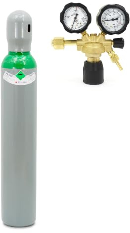 Argon Gasflasche 5.0 8L 200 Bar mit Druckminderer Bestschweissen.de Ar/CO2-10 – Hochwertiges Schweißgas Set für Sicheres WIG TIG Schweißen