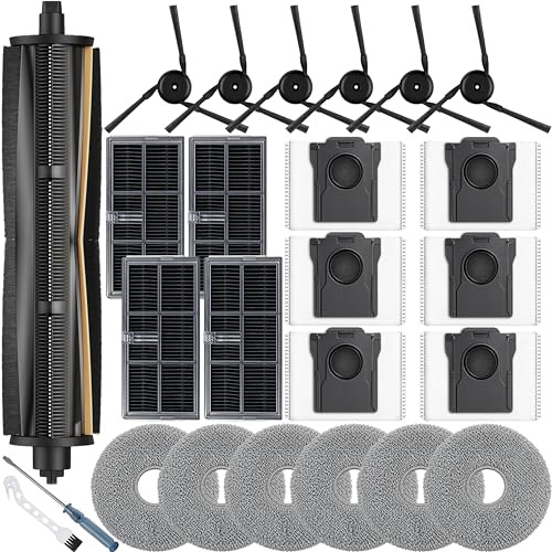 Bluearks 25 Stück Zubehör für Dreame L10s Ultra Gen 3/X40 Ultra Complete/L40 Ultra/Mova P50 Ultra Saugroboter,1 TriCut Bürste,4 Staubbehälter-Filter,6 Wischpad,6 Seitenbürsten,6 Aktivkohle-Staubbeutel