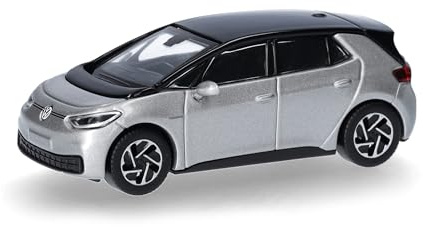 Herpa Modellauto VW ID. 3, Scale Silver metallic, Miniatur im Maßstab 1:87, Sammlerstück, Made in Germany, Modell aus Kunststoff