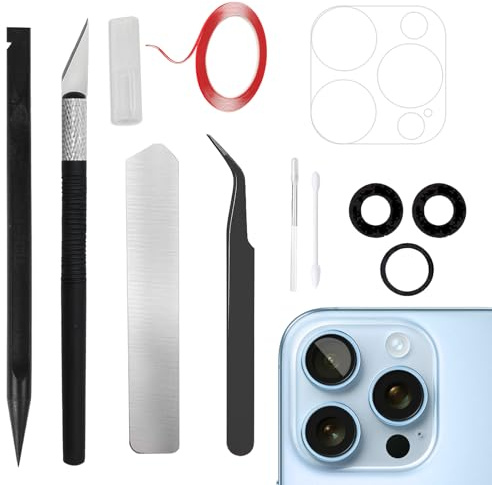 Mlifleue Lens Kit for iPhone 16 Pro/Pro Max, Camera Lens Replacement for iPhone 16 Pro/Pro Max, Anti Lenses Scratch Waterproof High Definition, with Adhesive Preinstalled and Repairing Tool Kit