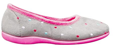 Sleepers Womens/Ladies Isla Dotted Ballerina Memory Foam Slippers (5 UK) (Grey/Fuchsia)