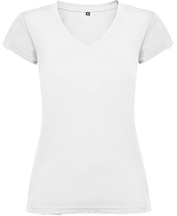 Camiseta de Mujer con Manga Corta y Escote en Cuello de Pico Victoria