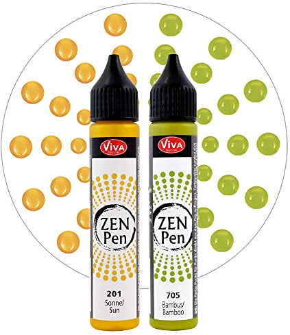 Viva Decor Zen-Pen Set (Lebensfreude, 2x28 ml) Perlen Stifte zum Basteln - Dot Painting - Dotting Tools- Dotting Tool für Steine, Holz, Leinwand, UVM.