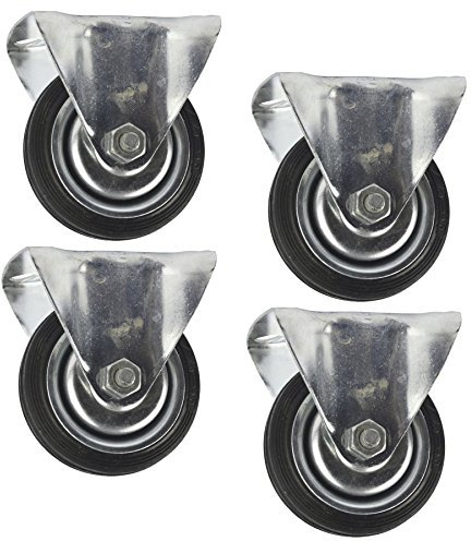 3 (75mm) Roulette fixe caoutchouc chariot roues de Roulette de meuble (4) Pack CST01