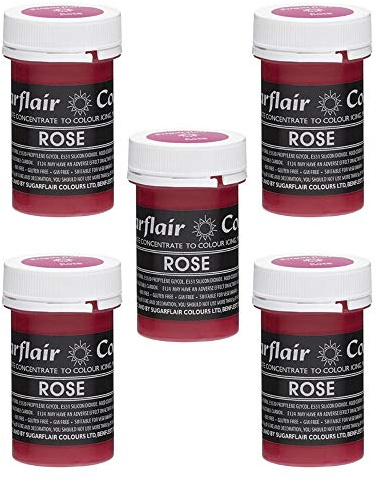 Sugarflair Rose Pastel Food Colouring Paste, Highly Concentrated for Use with Sugar Pastes, Buttercream, Royal Icing or Cake Mix, Subtle Colour Dye - 25g (Pack of 5)