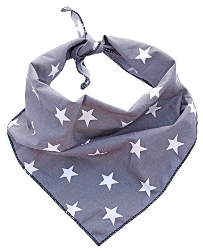 Pet Pooch Boutique Star Bandana for Dog, Small/Medium, Grey