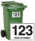 stika.co Pack of 4 Personalised waterproof wheelie bin Number and Road Name stickers - Bin and Recycle waste containers Self-adhesive Vinyl stickers (A5-210x148mm, Laminated Vinyl)