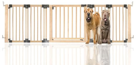 Bettacare Wooden Multi Panel Flexible Pet Barrier, Natural Wood, up to 256cm Wide, Dog Barrier for Pets Dogs and Puppy, Puppy Barrier suitable for Indoor Use, Easy Installation
